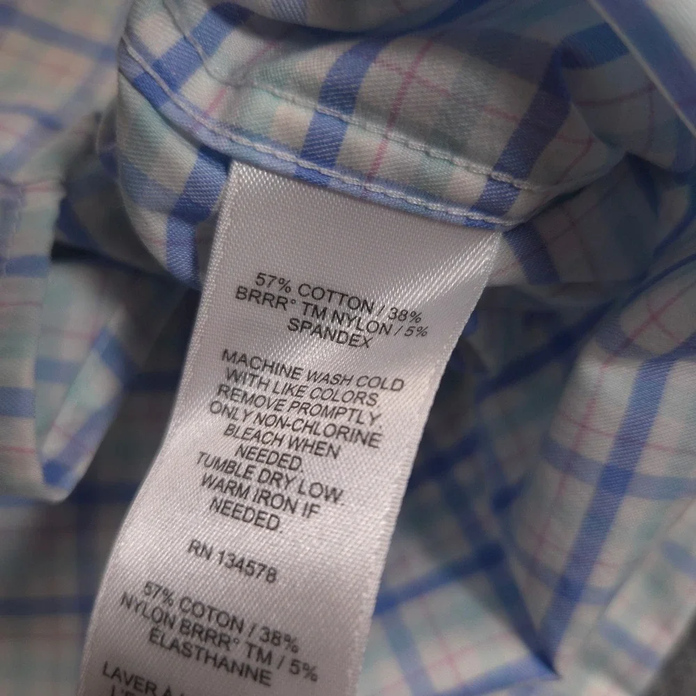 Vineyard Vines On The Go Performance Shirt Boys M 12-14 Blue Pink Plaid OTG